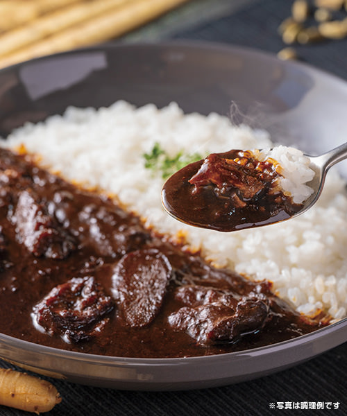 飴色玉ねぎとごぼうの牛すじカレー